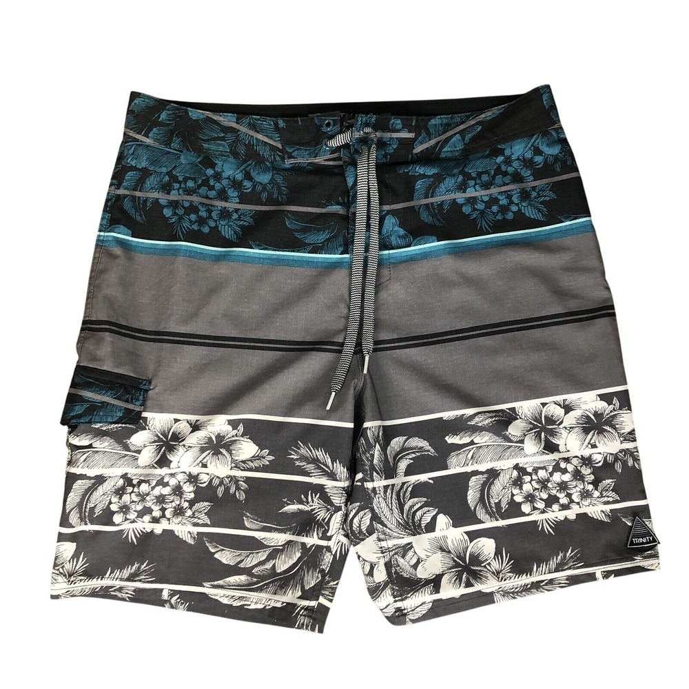 Trinity Mens Stripped Board Shorts Size 36 Waist Surf Beach Inseam 9"